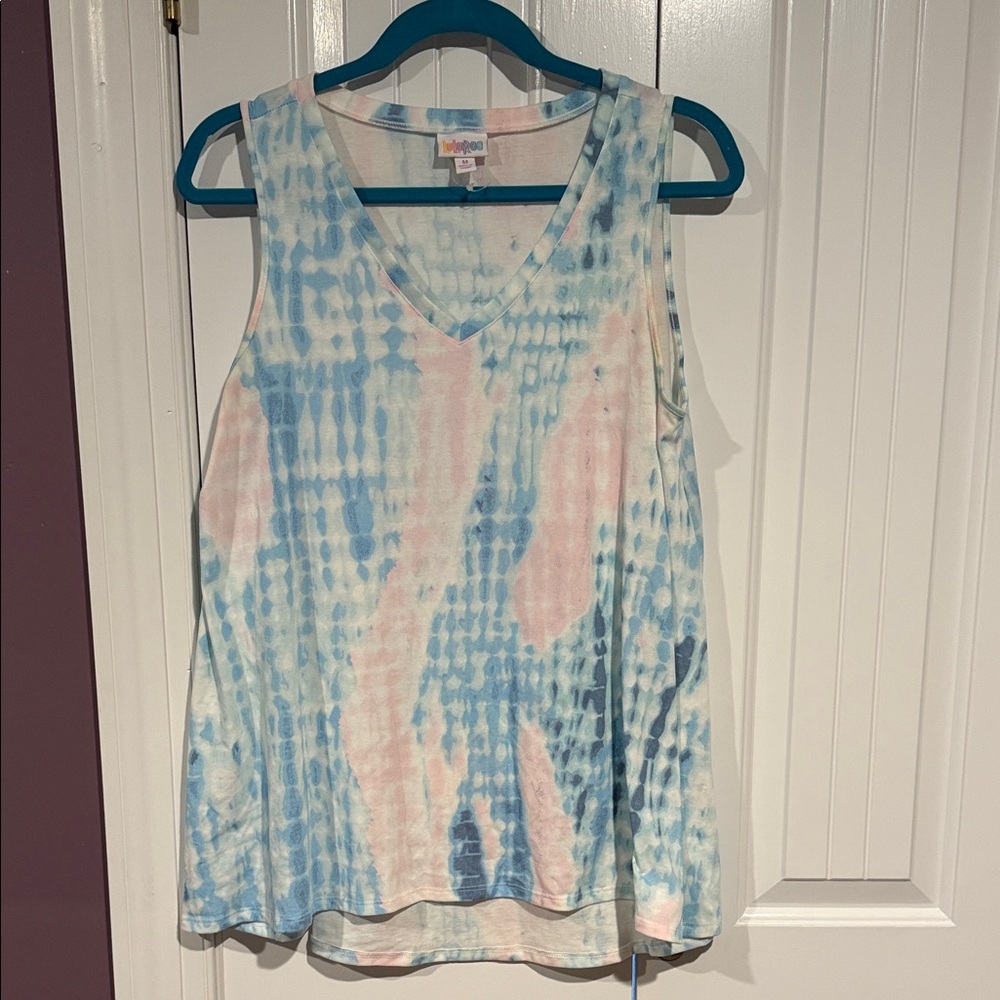 LuLaRoe Tie-Dye Tank Top - Blue and Pink